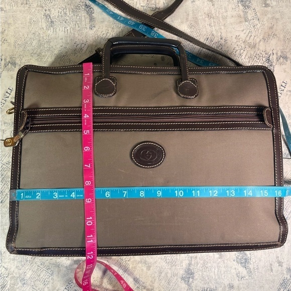 Gucci canvas and leather briefcase - laptop bag Vintage 50s - Picture 14 of 16